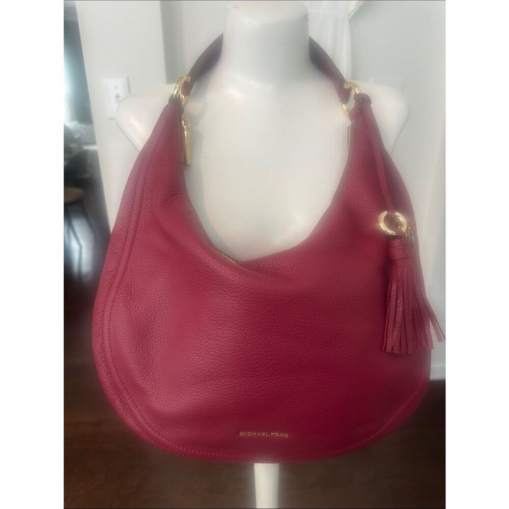 Michael Kors Lydia Large Red Hobo Shoulder Bag